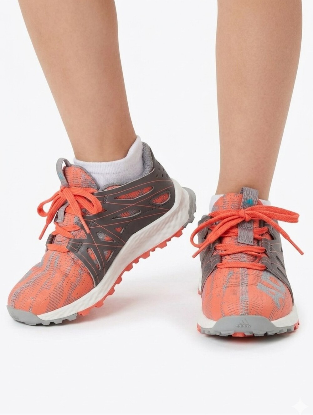 Adidas Girl's Coral and Gray Trail Running Sneakers - 11T